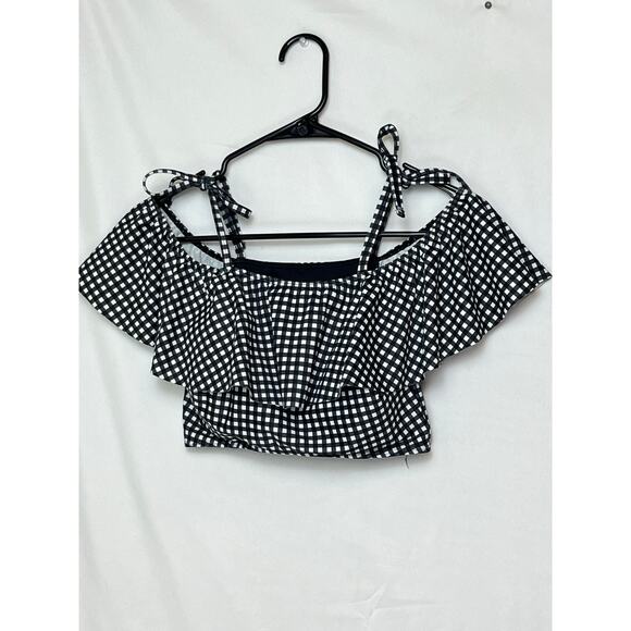 Albion Womens M Black White Gingham 2 Piece Bikini Swimsuit Set Retro High Waist - Picture 12 of 12